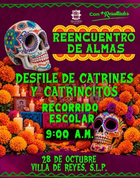 Desfile de Catrines y Catrincitos en Villa de Reyes por el Día de Muertos 2026
